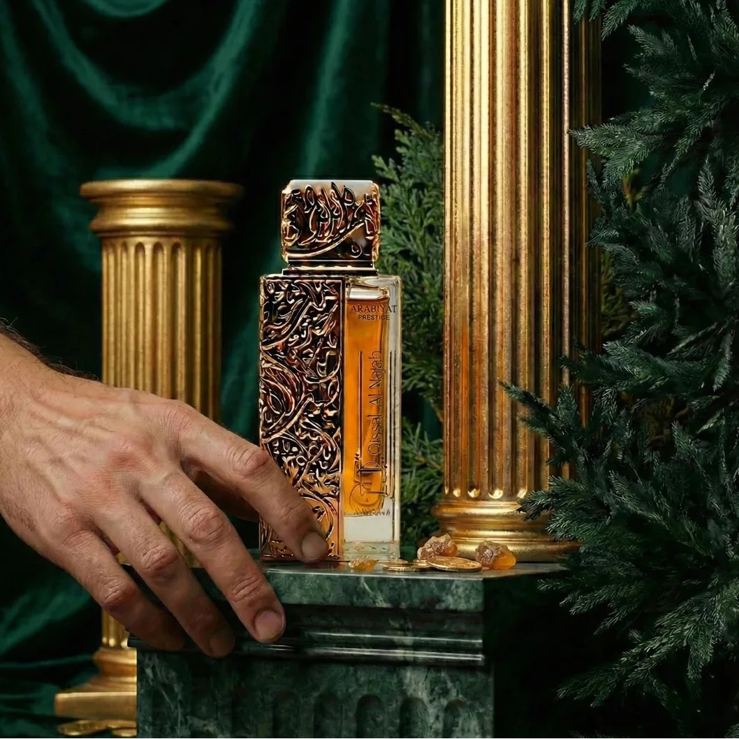 Arabiyat Prestige Qissat Al Najah Nedawi Eau de Parfum spray, 100ml, featuring elegant bottle design and luxurious fragrance.