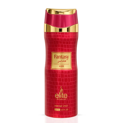 RISALA Fantasy For Her perfumed body spray 200ml deodorant bottle with floral and fruity design.