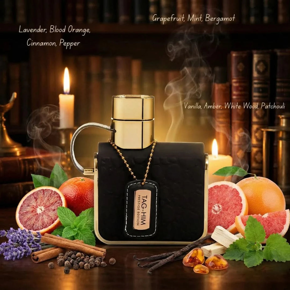Armaf Tag Him Eau de Parfum and Prestige Edition Eau de Toilette 100ml bundle, featuring stylish perfume bottles by Armaf.