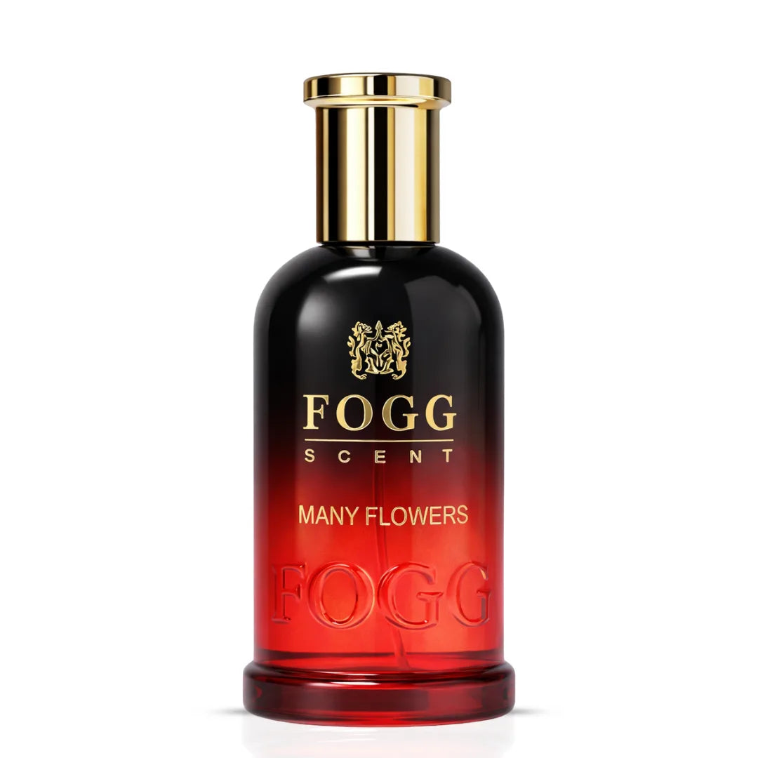 Fogg Many Flowers for Women Eau de Parfum spray 100ml bottle with floral design and elegant packaging.