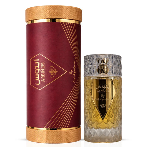 Aabinus Eau de Parfum Spray by Ard Al Zaafaran, 100ml bottle with elegant packaging, showcasing the fragrance and branding.
