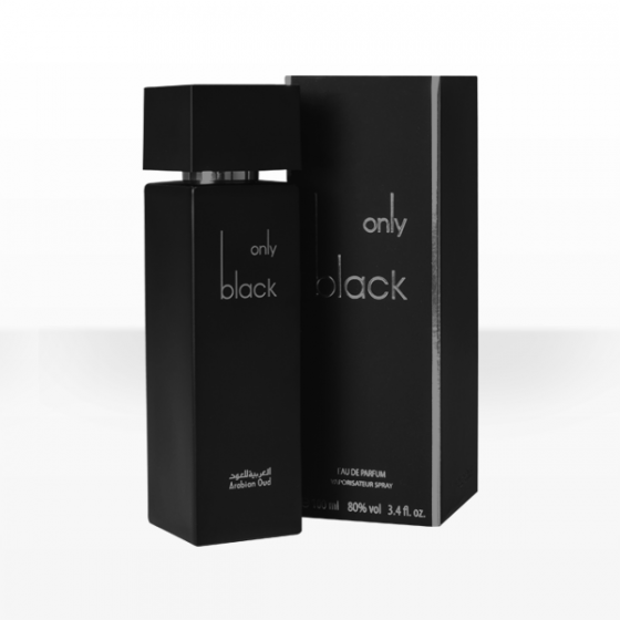 Arabian Oud Only Black Eau De Parfum 100ml bottle with sleek black packaging and elegant design.