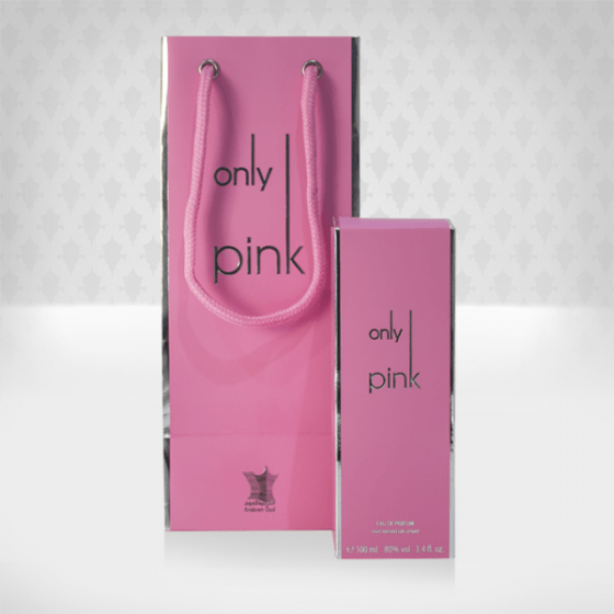 Arabian Oud Only Pink Women EDP 100ml perfume bottle with pink accents and elegant design.
