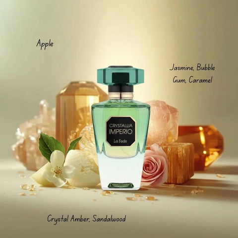 Khadlaj La Fede Crystallia Imperio and Primaso Eau de Parfum spray bundle, 100ml bottles with elegant packaging.