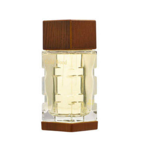 Gold Wood Oud Elite EDP for men in 100ml bottle with gold packaging, featuring luxurious woody and oud fragrance notes.