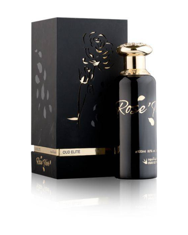 Rose Noir Oud Elite Eau de Parfum 100 ml – bottle with pink floral design