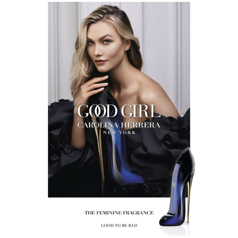 Carolina Herrera Good Girl Eau de Parfum 80ml bottle with black and gold design, elegant and stylish fragrance presentation