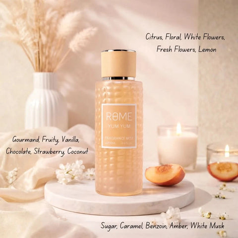 Rome Yum Yum by Mast Perfume 2-piece fragrance gift set with perfume bottles and packaging, showcasing elegant design and branding.