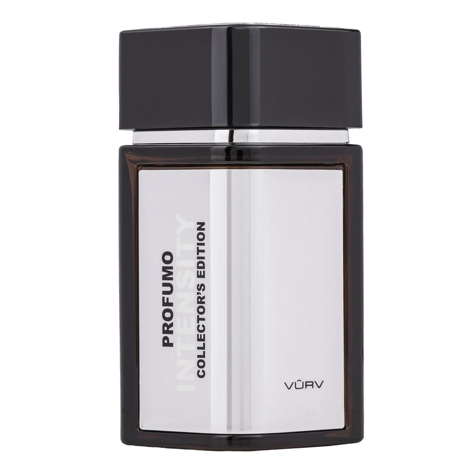 Vurv Profumo Intensity Collectors Edition EDP 100ml bottle, elegant Arabesque perfume design for men.