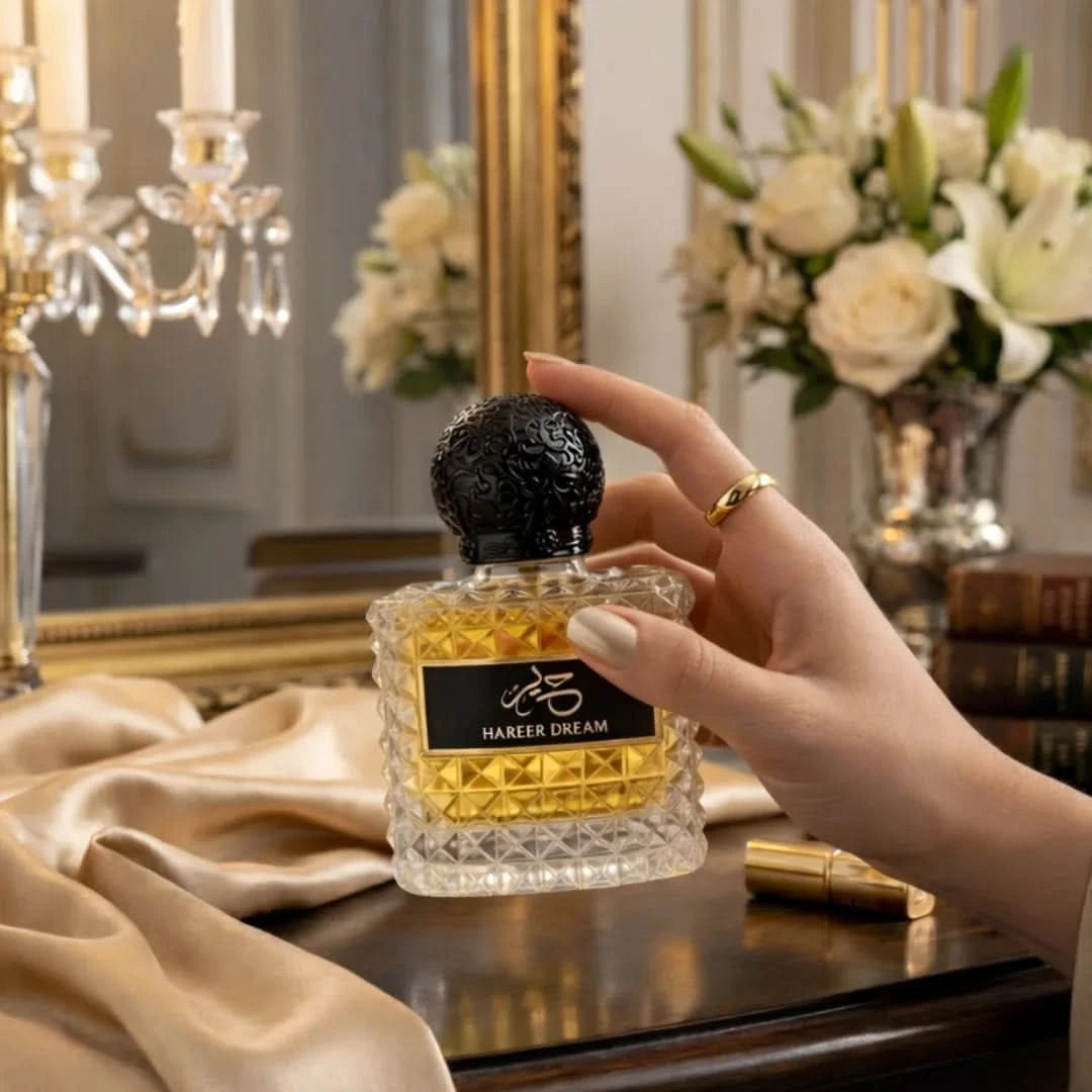 Aura Fragrances Hareer Dream Eau De Parfum spray 100ml bottle, elegant packaging and fragrance details visible in the image.