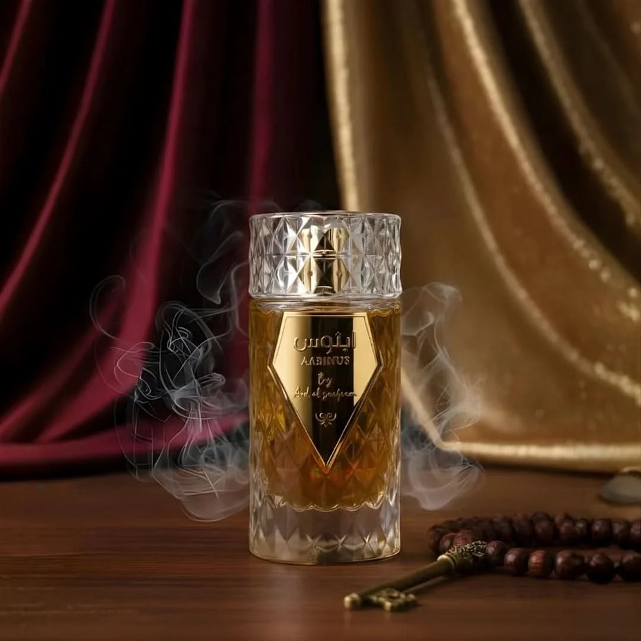 Aabinus Eau de Parfum spray by Ard Al Zaafaran, 100ml bottle, with elegant packaging and a sleek design.