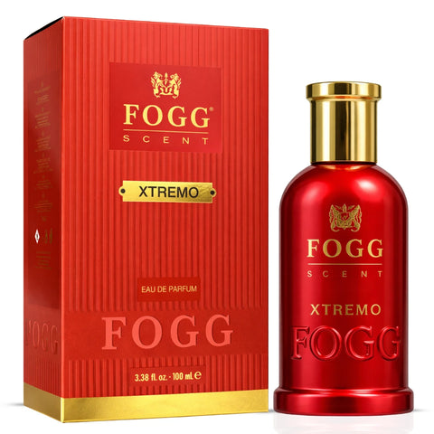 Fogg Xtremo for Men Eau de Parfum spray 100ml bottle, sleek design, with the Fogg branding visible.