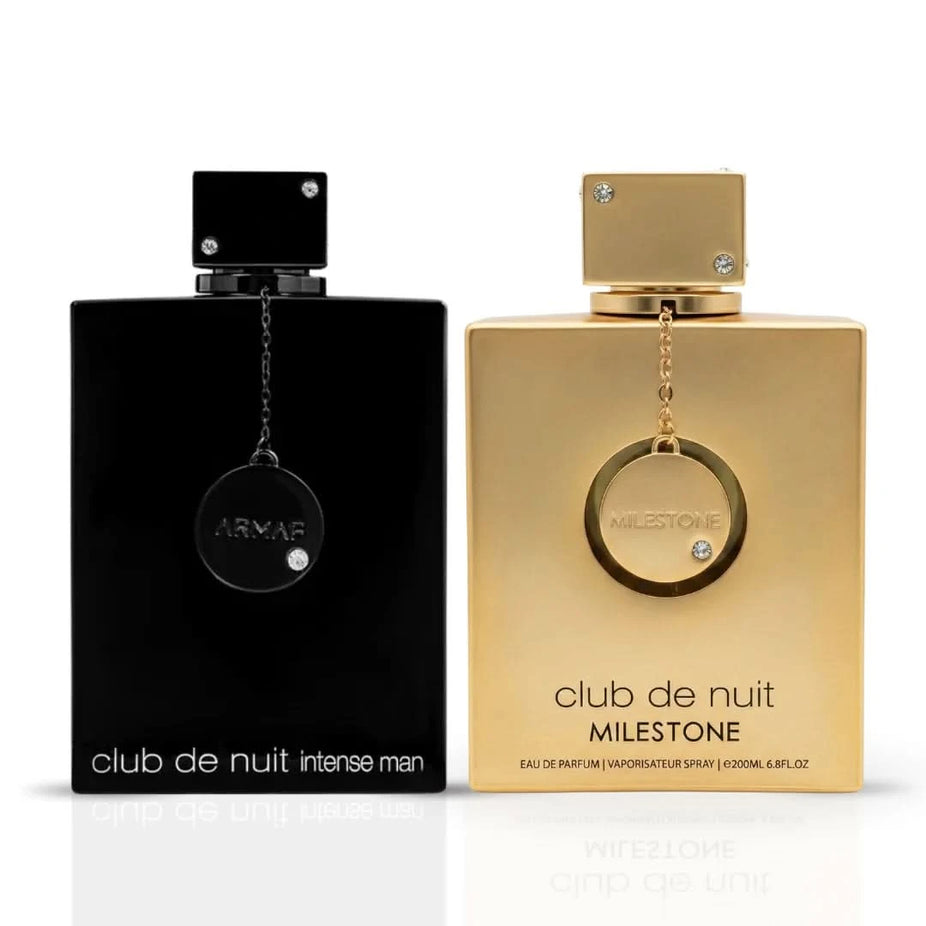 Armaf Club De Nuit Intense Man and Milestone Eau de Parfum spray bundle, 200ML, with bottles visible and sleek packaging design.