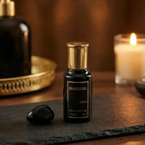 Bharara Onyx 5-piece fragrance gift set by BHARARA, showcasing elegant perfume bottles in a stylish collection.