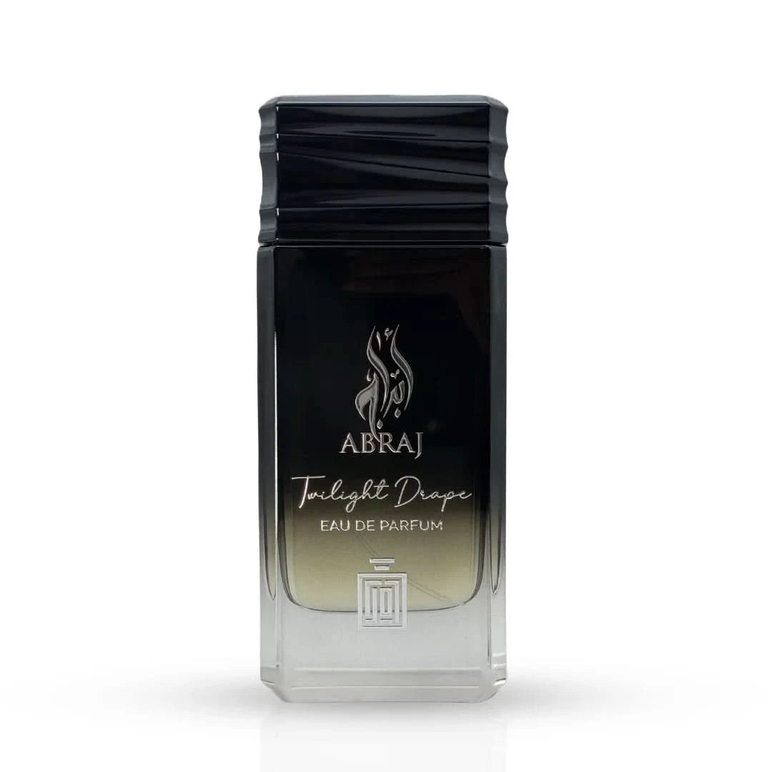 Aura Fragrances Abraj Twilight Drape Eau De Parfum spray 100ml, elegant bottle of Aura EDP fragrance with floral and woody notes.