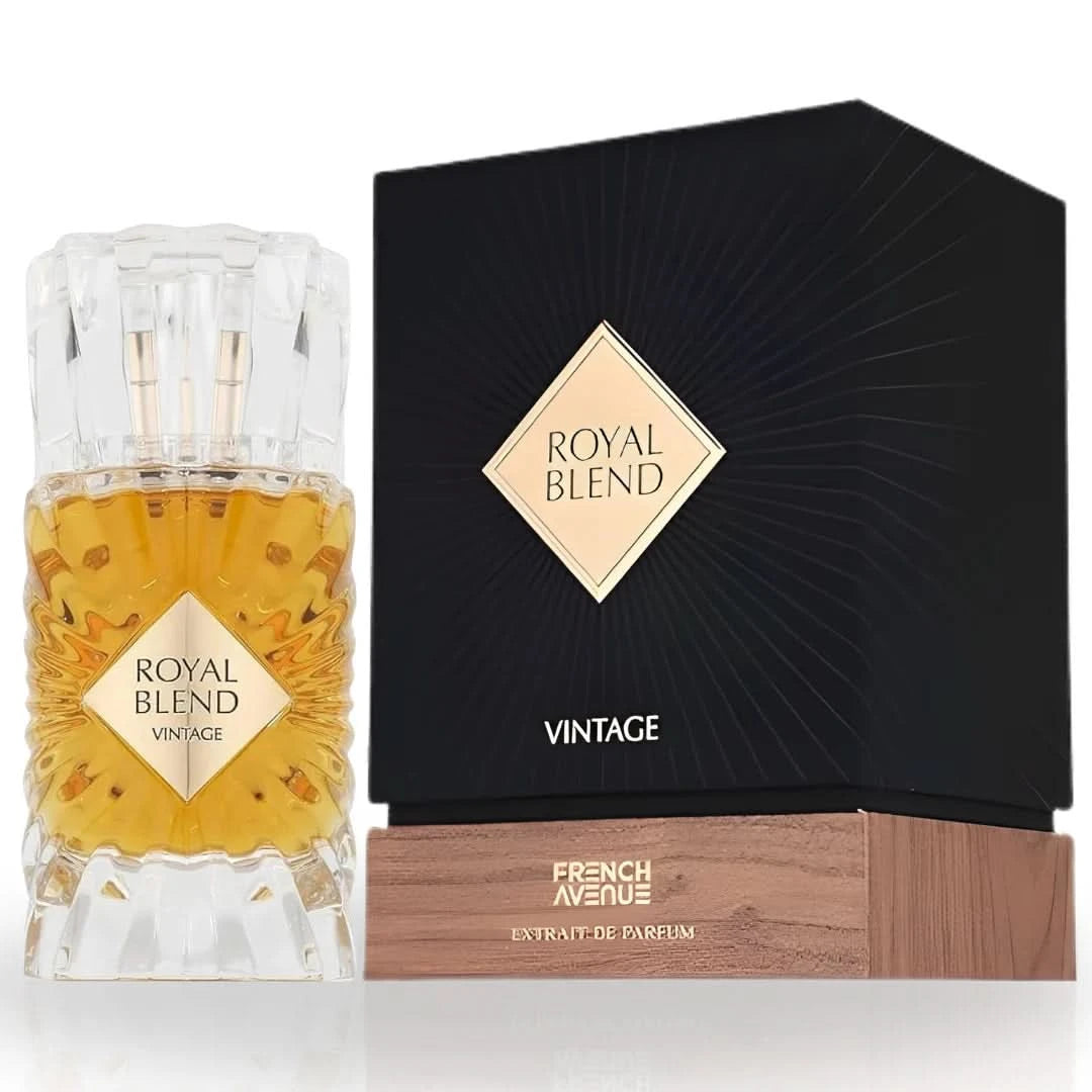 French Avenue Royal Blend Vintage Extrait de Parfum spray bottle, elegant design, 100ml EDP fragrance with vintage style.