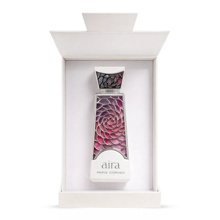Aira Eau De Parfum spray bottle by Paris Corner, 100ml (3.4 oz), with elegant packaging and a sleek perfume bottle design.