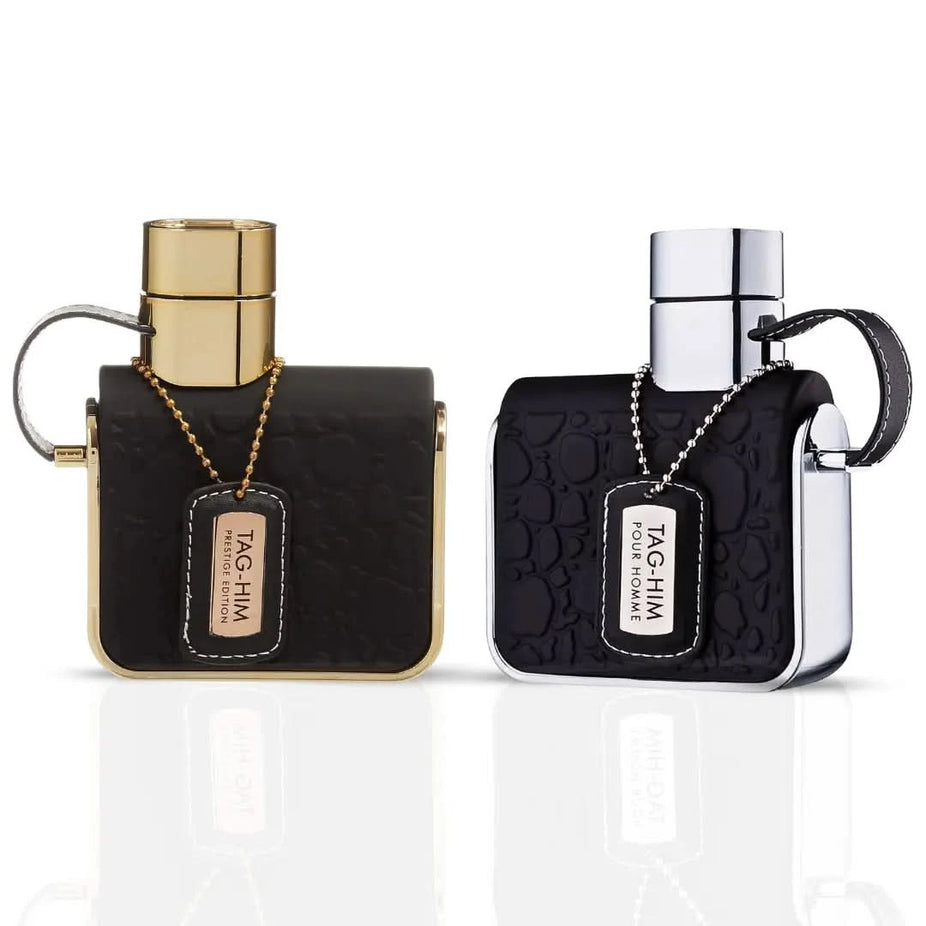 Armaf Tag Him Eau De Parfum and Prestige Edition Eau de Toilette bundle, 100ml sprays, stylish bottles, for men.