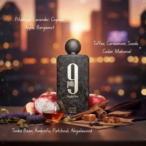 Afnan 9PM Rebel Night Out Eau de Parfum spray, 100ml, with sleek bottle design from the Collection.