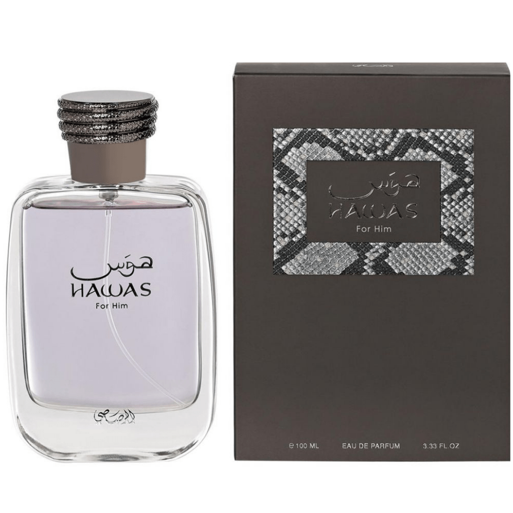Rasasi Hawas for Men Eau de Parfum Spray 100ml bottle with labeled packaging
