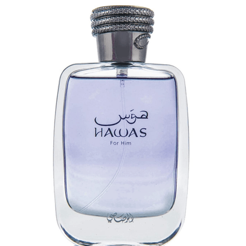 Rasasi Hawas for Men Eau de Parfum Spray 100ml bottle with cap displayed upright