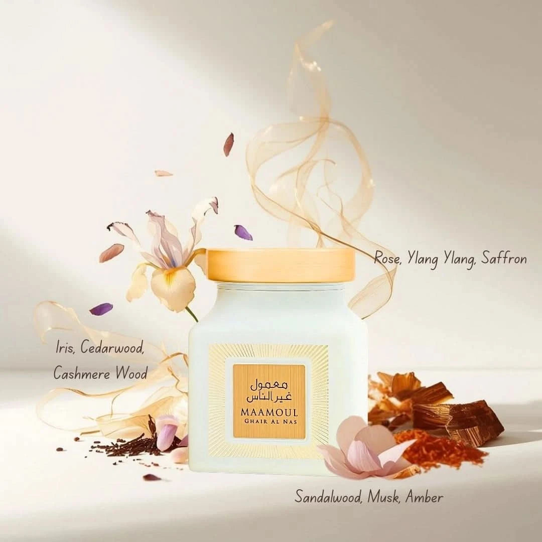 Rasasi Maamoul Ghair Al Nas Bakhoor 150g in a decorative box