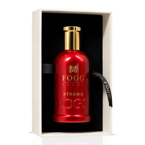 Fogg Xtremo for Men Eau de Parfum spray 100ml bottle with sleek black packaging and silver cap.