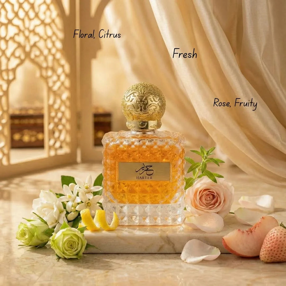 Aura by Aura Hareer Eau De Parfum Spray 100ml bottle with elegant packaging and floral fragrance design.
