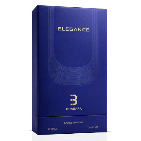 Bharara Elegance Eau de Parfum spray 100ml bottle with sleek design and elegant label, shown in the image.