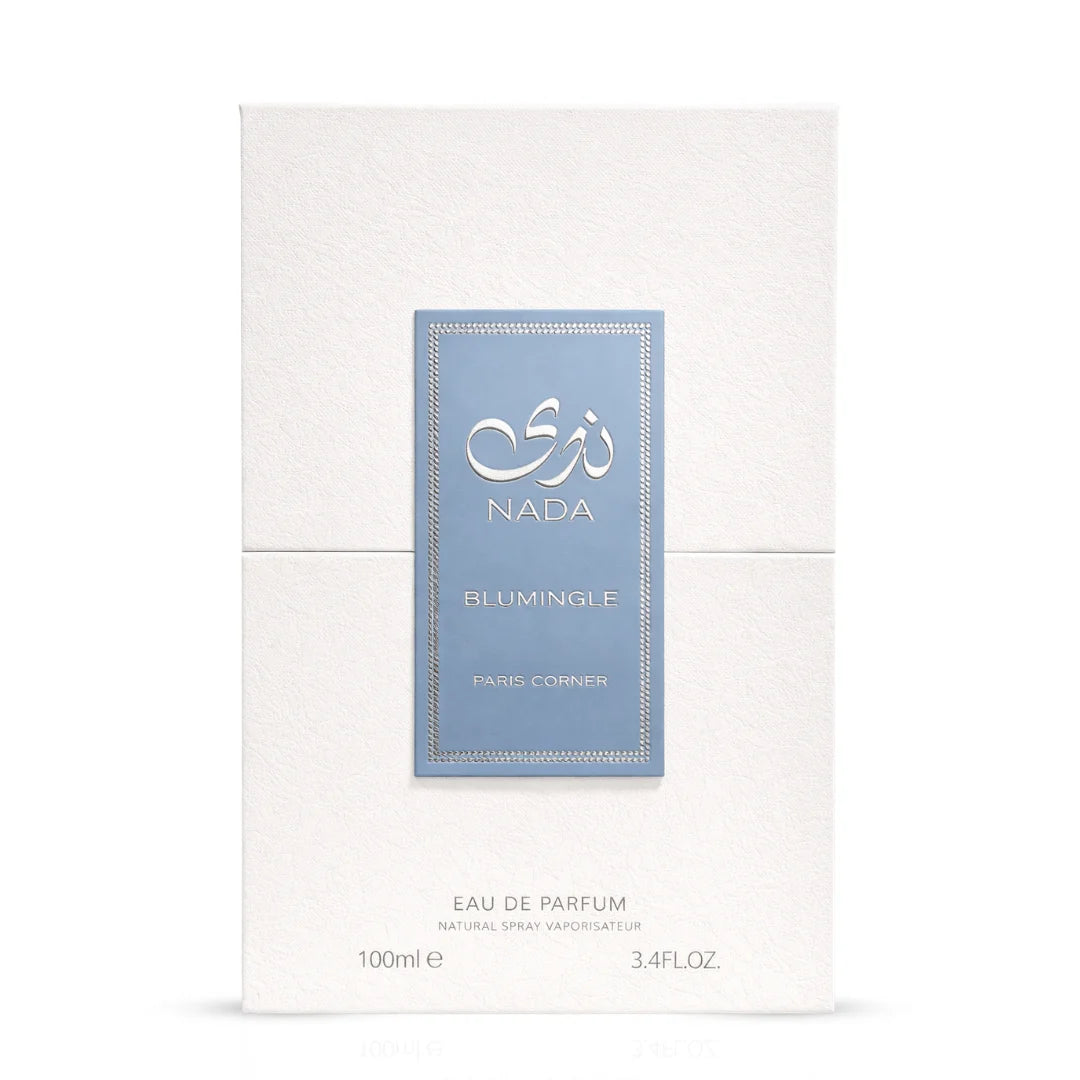 Nada Blumingle Eau De Parfum Spray by Paris Corner, 100ml, showcasing the elegant glass bottle with floral accents.