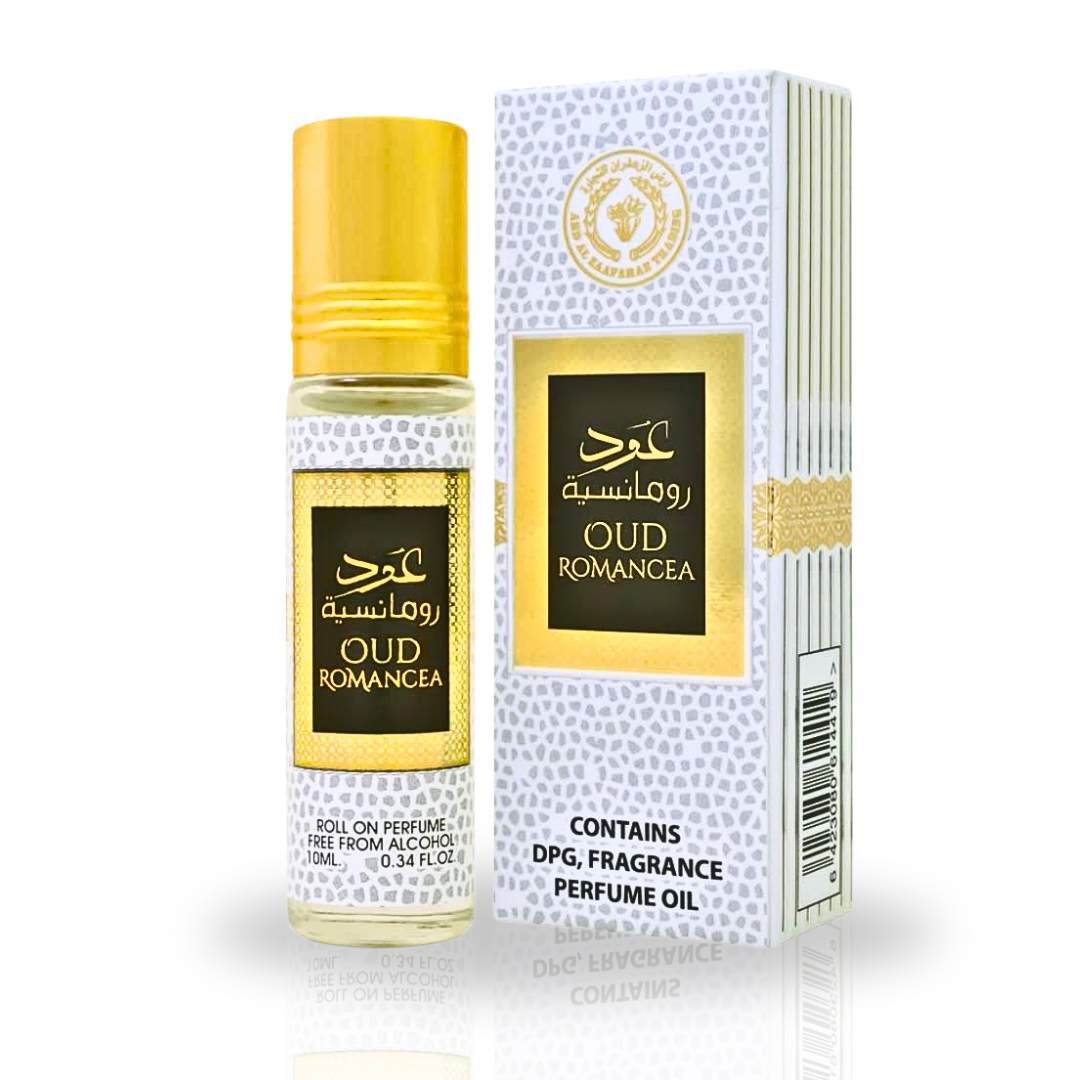 Oud Romancea Roll-On Perfume Oil - CPO 10ML (0.34OZ) by Ard Al Zaafaran | Long Lasting, Miniature Perfume Oil For Men & Women. (Pack Of 6) - Intense Oud