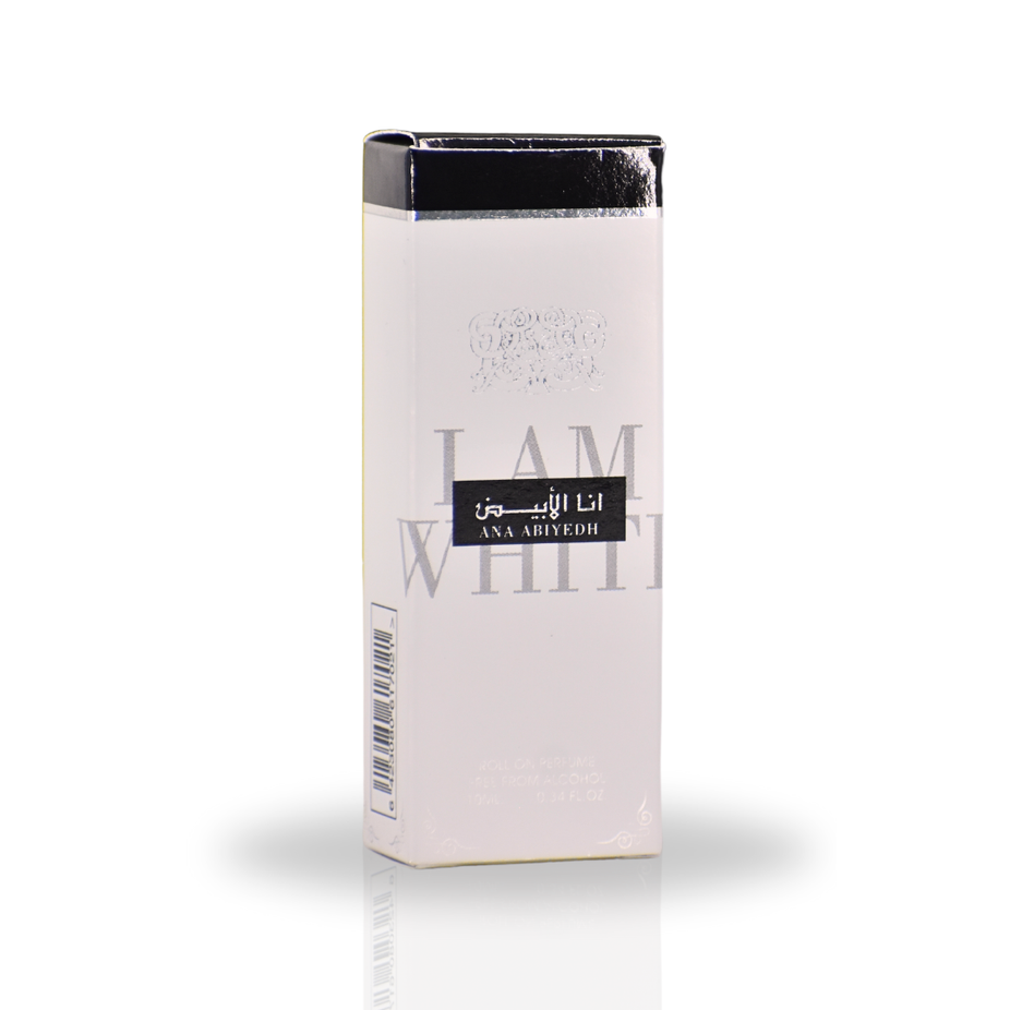 Ard Al Zaafaran Ana Abiyedh Roll-On Perfume Oil in 10ml, compact concentrated perfume oil for men and women, long-lasting scent.