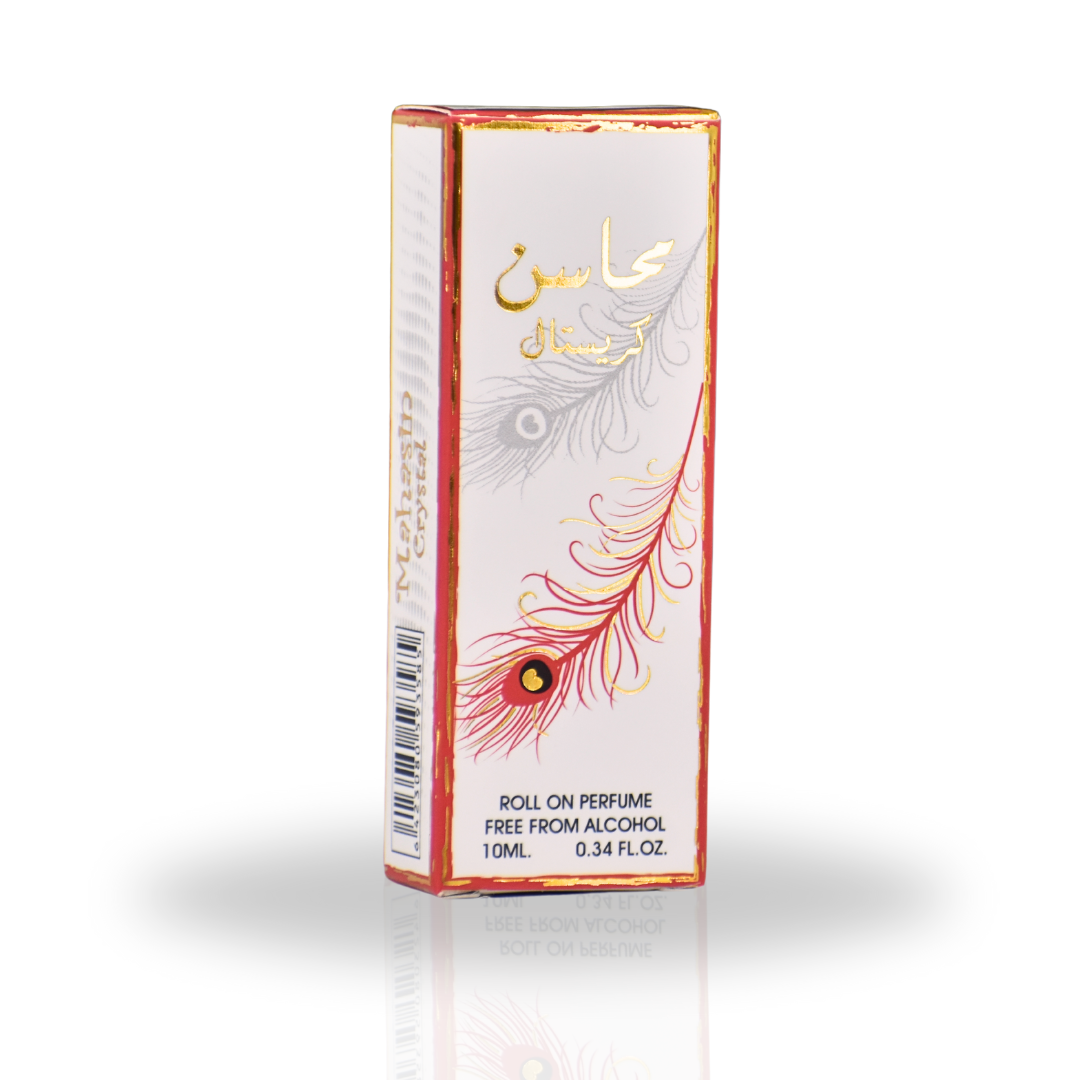 Mahasin Crystal Roll-On Perfume Oil - CPO 10ML (0.34OZ) By Ard Al Zaafaran | Long Lasting, Miniature Perfume Oil For Men & Women. (Pack Of 6) - Intense Oud