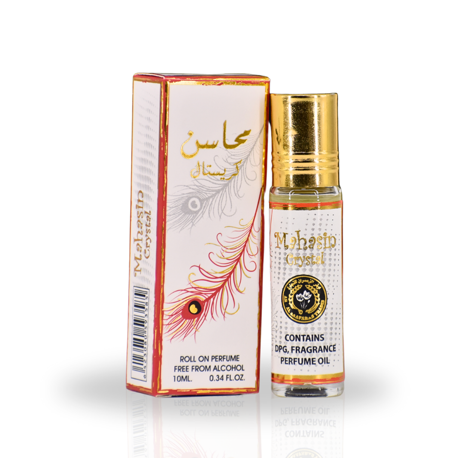 12-pack Ard Al Zaafaran Mahasin Crystal Roll-On Perfume Oil, 10ml CPO concentrated perfume for men and women, compact and long-lasting.