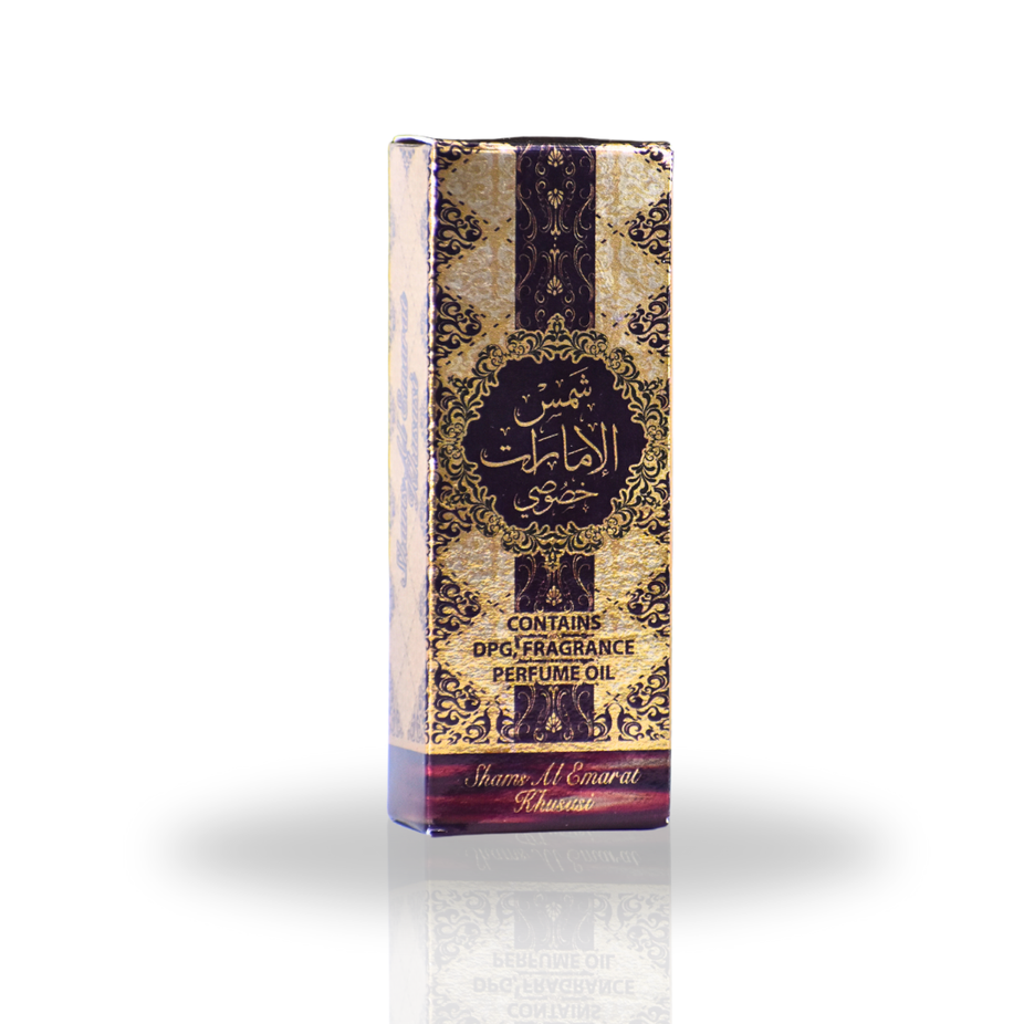 12-piece set of Ard Al Zaafaran Shams Al Emarat Khususi CPO perfume oils in 10ml roll-on bottles for men and women.