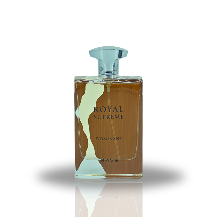 Royal Supreme Dominant EDP spray by RAVE, 100ML, long-lasting unisex perfume with elegant floral and woody notes.
