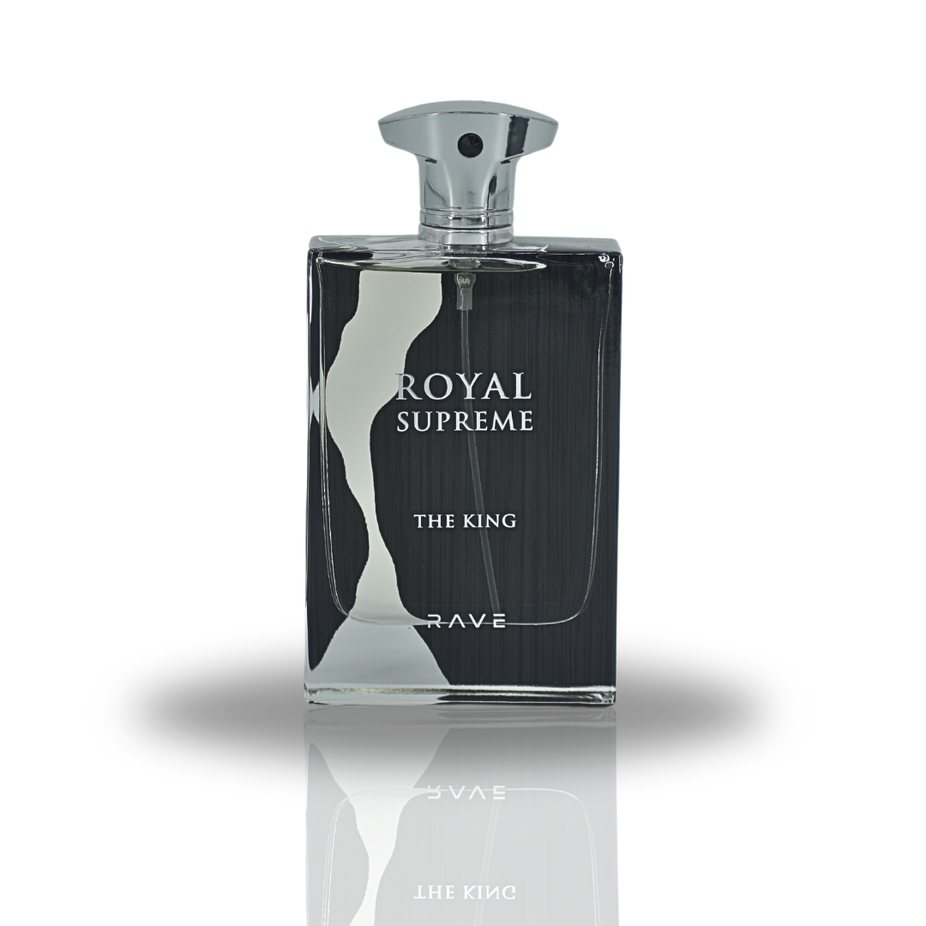 Royal Supreme The King EDP spray by RAVE, 100ML, long-lasting eau de parfum with regal packaging for men and women.