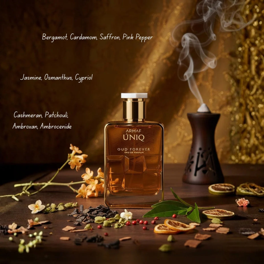 Armaf Uniq & Uniq Oud Forever Eau De Parfum bundle, 100ml spray bottles, featuring luxurious fragrance packaging.