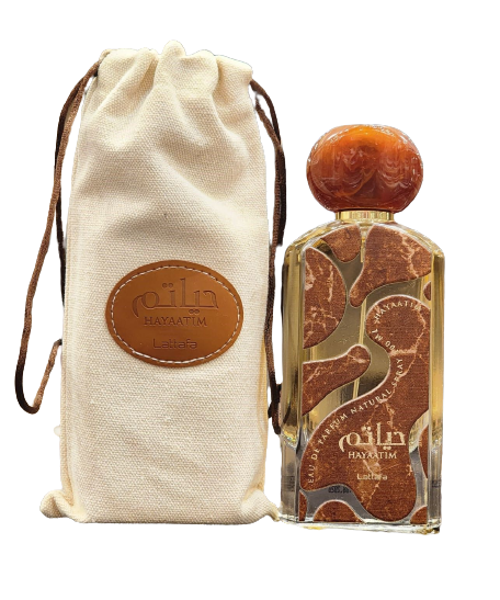 Lattafa Hayaatim Eau de Parfum 100ML bottle with elegant packaging and floral, woody scent details.