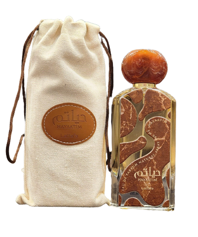 Lattafa Hayaatim Eau de Parfum 100ML bottle with elegant packaging and floral, woody scent details.