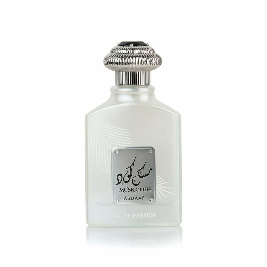 Asdaaf Musk Code EDP Eau De Parfum 100ML bottle with sleek design and minimalist label, displayed on a neutral background.