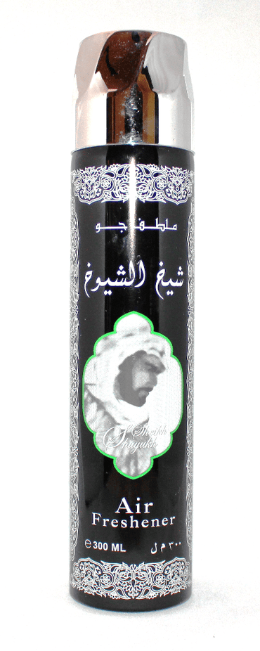 Lattafa Sheikh Al Shuyukh air freshener bottle, 300ML, with a sleek design and floral fragrance label.