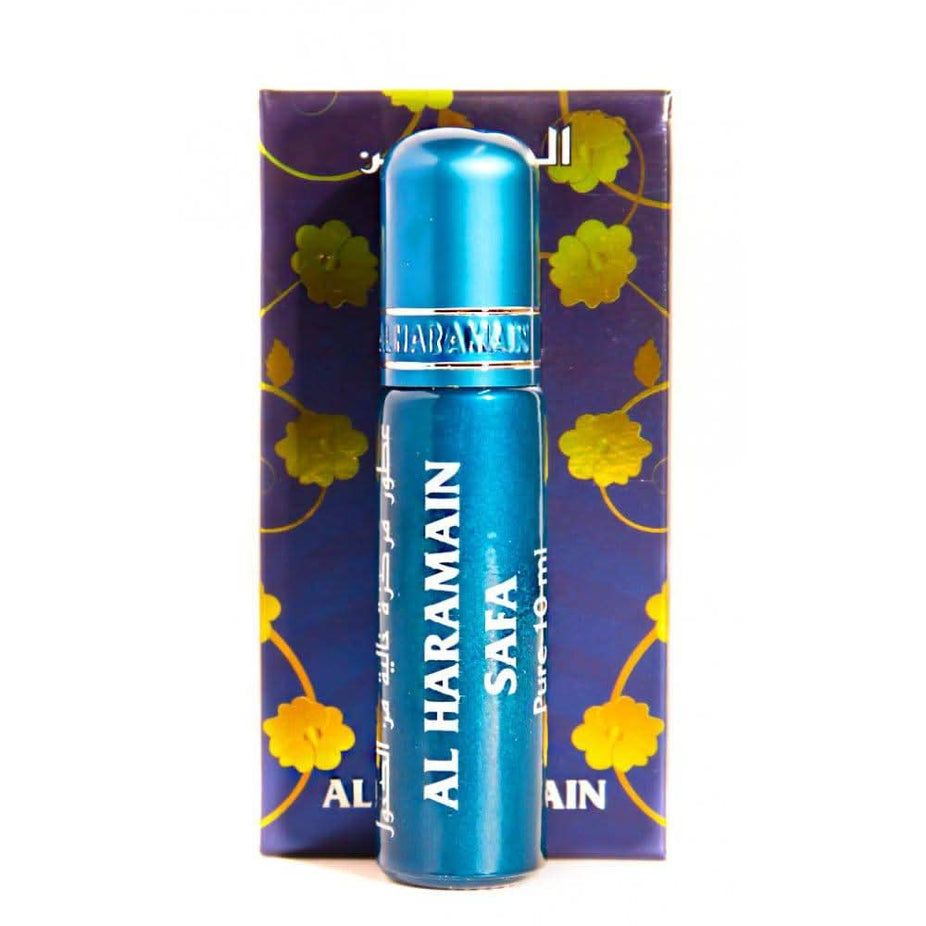 Al Haramain Safa perfume oil in a 10ml glass bottle, showcasing the luxurious concentrated perfume oil by Al Haramain.