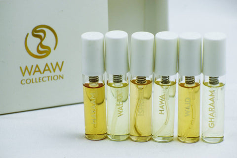 Waaw Series - 6 Swiss Arabian Samples - Hayaam, Walaa, Ishq, Hawa, Wajd, Gharaam - Intense oud