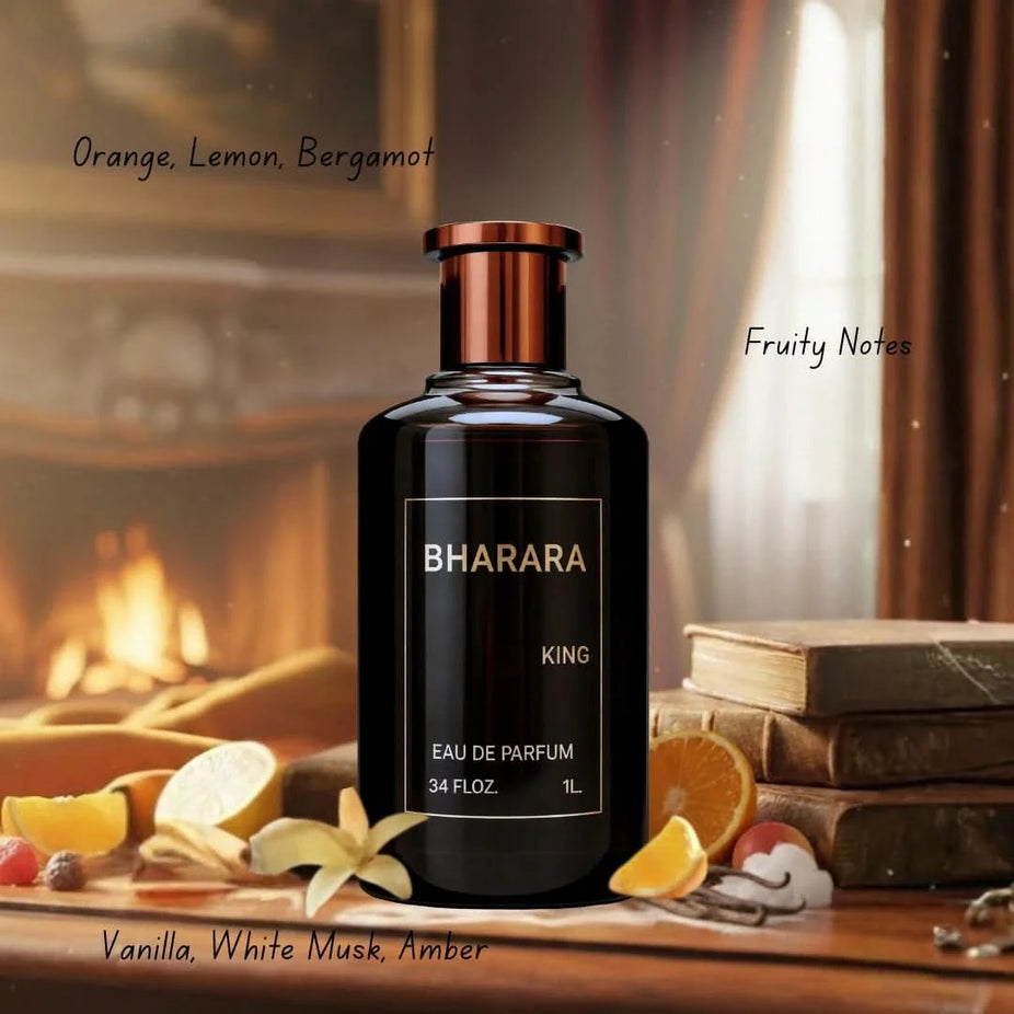 Bharara King Eau de Parfum Spray 1000ml bottle, luxurious fragrance with elegant packaging by BHARARA.