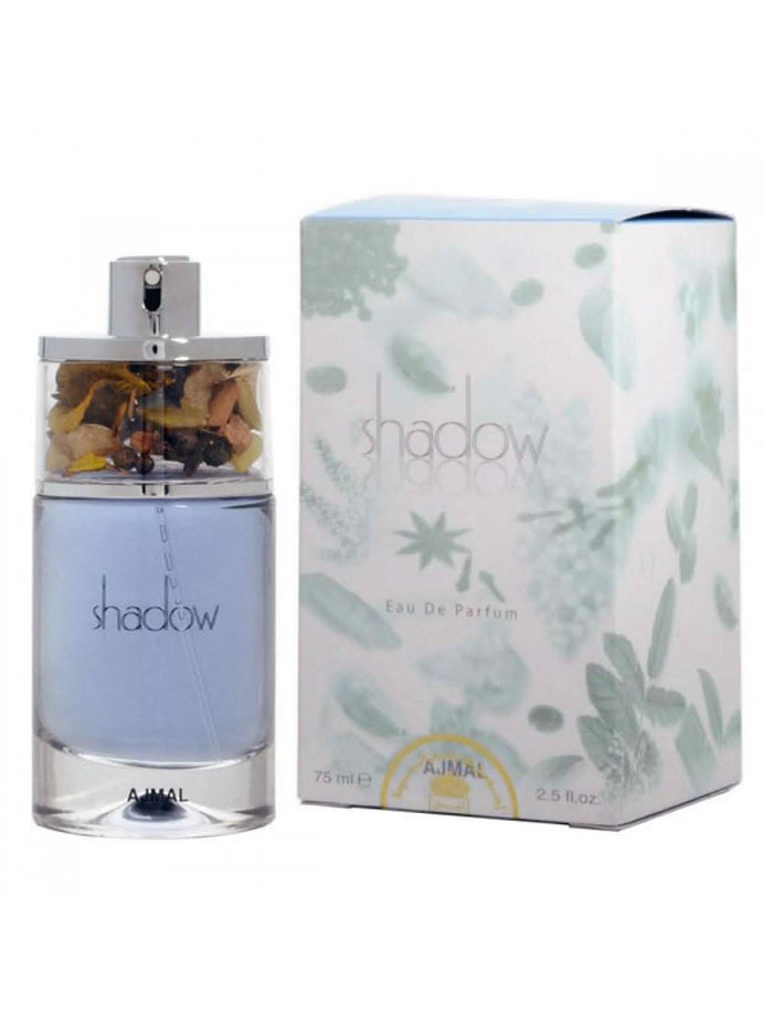 Ajmal Shadow for Men EDP 75ml bottle with sleek packaging, showcasing a sophisticated men's fragrance.