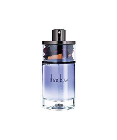 Ajmal Shadow for Men Eau De Parfum bottle with sleek black design, 75ml, showcasing the men's fragrance packaging.
