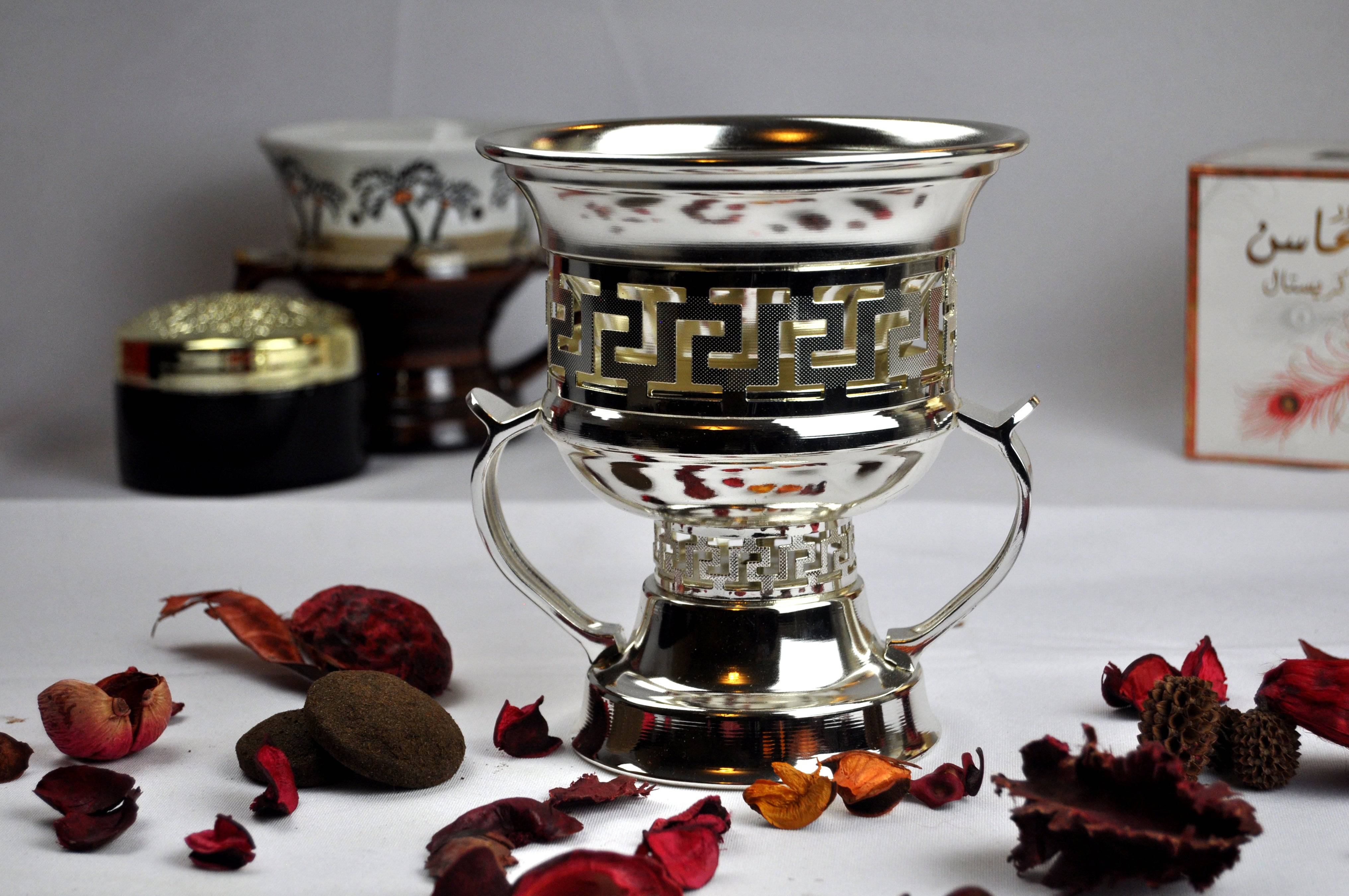 Arab Incense Bakhoor Burner - 5 inch silver by Intense Oud - Intense oud