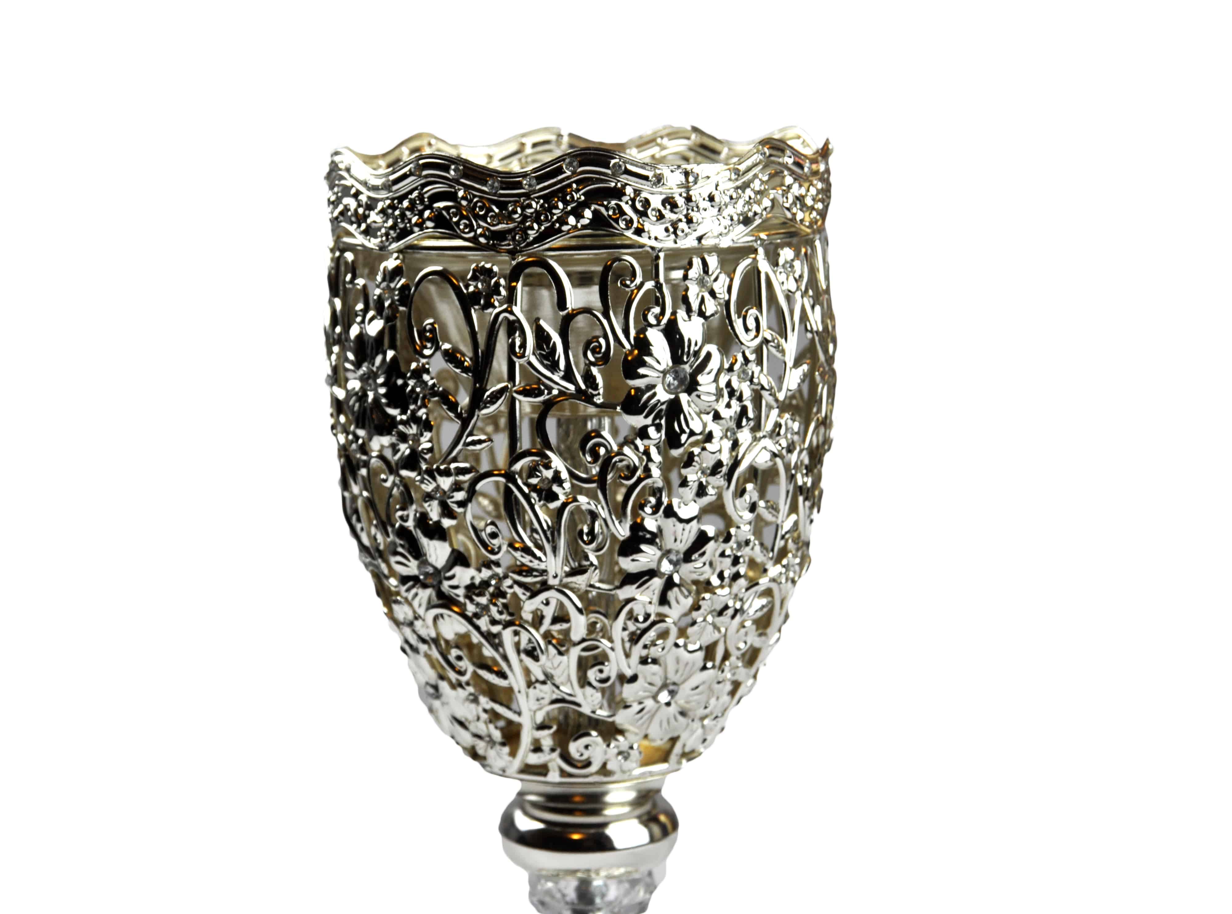 Arabia Incense/Bakhoor Burner (Mabkhara) -Oud Burner, Metal,Tray Inside 10 inch Tall (Silver) - Intense oud
