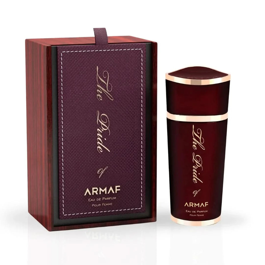 Armaf Pride of Armaf Pour Femme Eau de Parfum spray 100ml, elegant perfume bottle with floral design and branding visible.